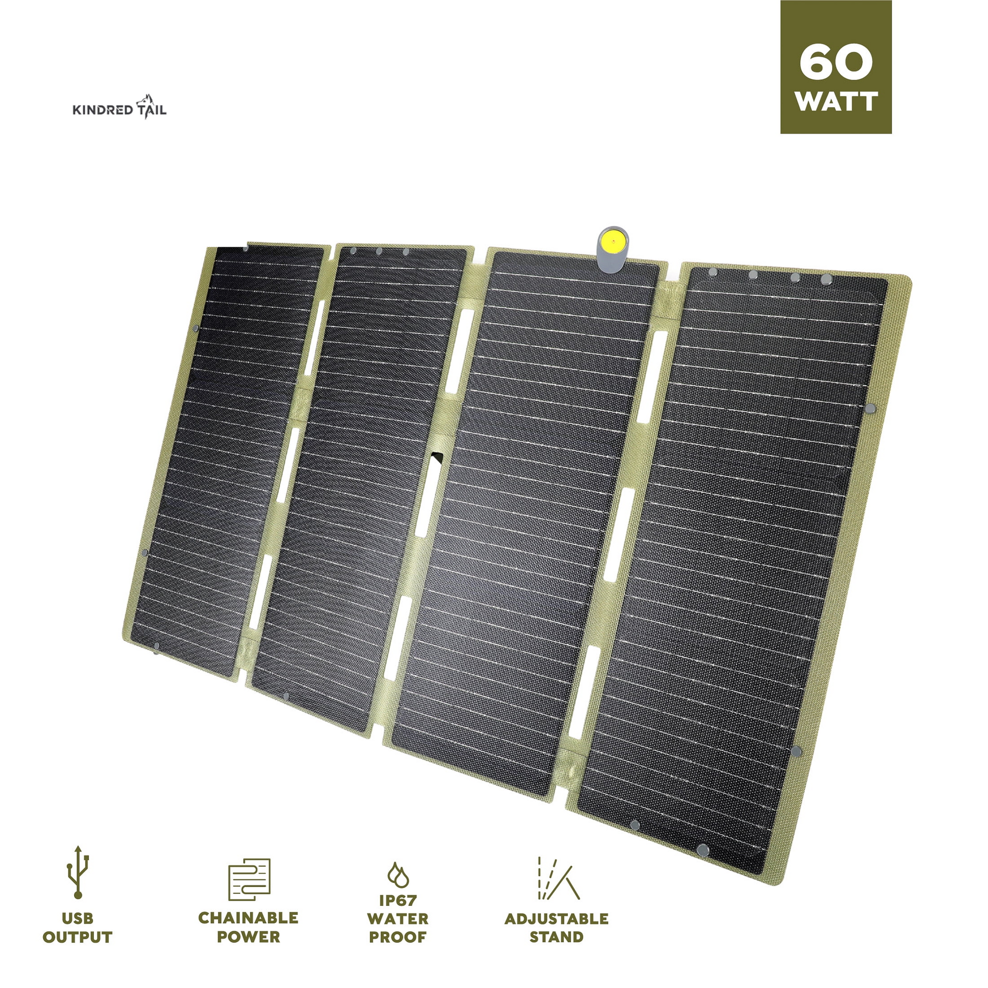 60W Foldable Solar Panel, USB-A and USB-C, Phone Charger, Waterproof, Emergency, Solar Panel Only