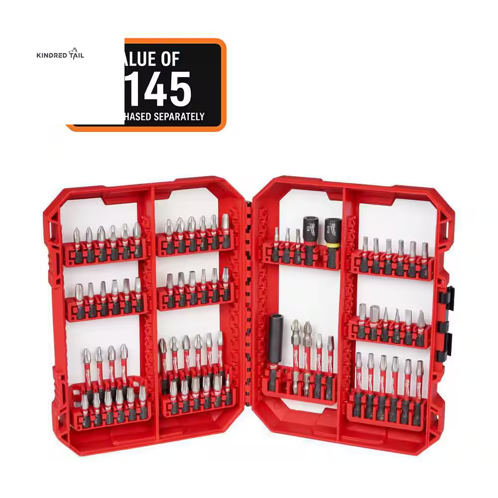 SHOCKWAVE Impact Duty Alloy Steel Screwdriver Bit Set – Heavy Duty Impact Driver Bits, Shock-Resistant S2 Alloy Steel, Magnetic Precision Tips for Drill & Impact Drivers (45-Piece)