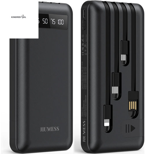 20000Mah Power Bank Portable Charger with Cables, USB Battery Pack Compatible for Iphone & Android Cell Phone