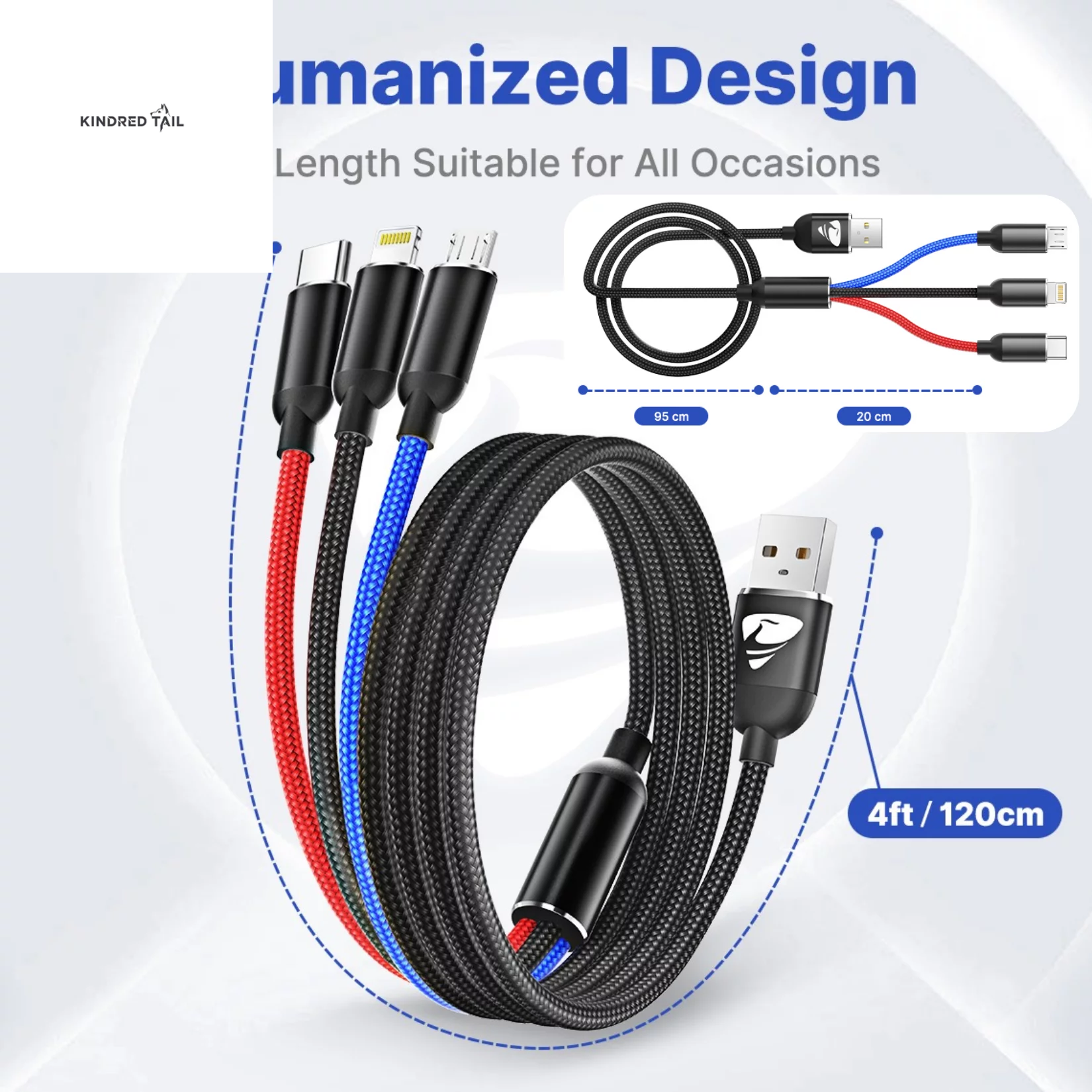 2 Pack Multi Charging Cable, 3 in 1 Multi Phone Charger Cable Fast Charging Cord with USB C, Micro USB Cable Compatible with Iphone/Ipad/Samsung/Android Phone, Black