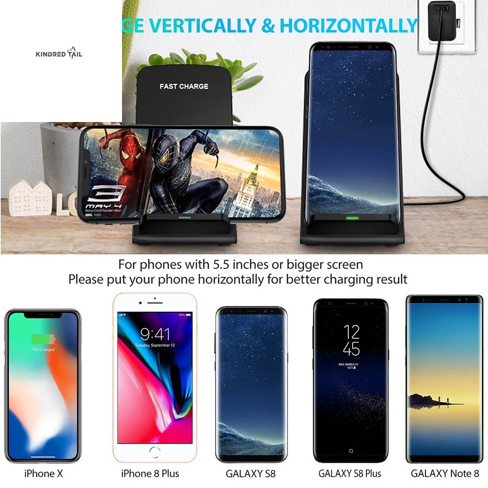 20W Wireless Charger Stand Compatible Iphone 17 16 15 14 13 12 11 Samsung Fast Charging Dock Station Phone Holder