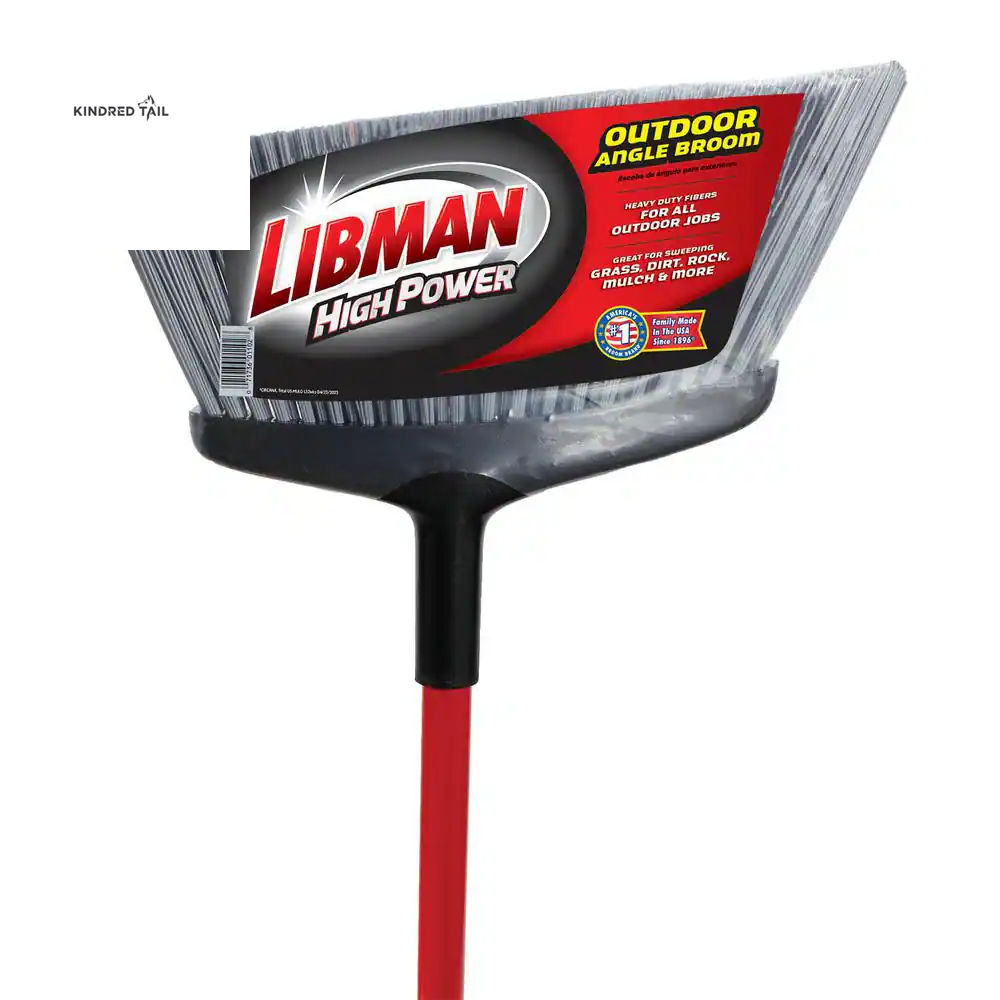 15 In. High Power Rough Surface Angle Broom – Heavy Duty Steel Handle Floor Broom for Outdoor, Garage & Patio Cleaning