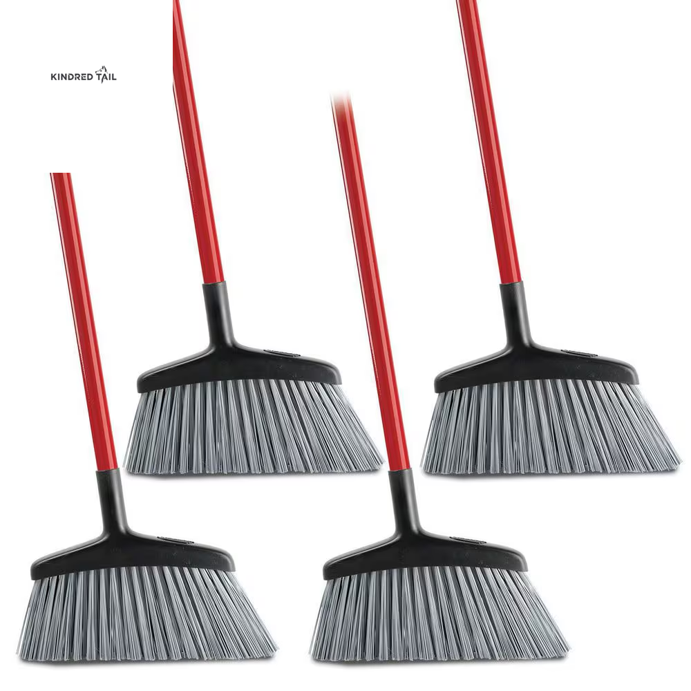 15 In. High Power Rough Surface Angle Broom – Heavy Duty Steel Handle Floor Broom for Outdoor, Garage & Patio Cleaning