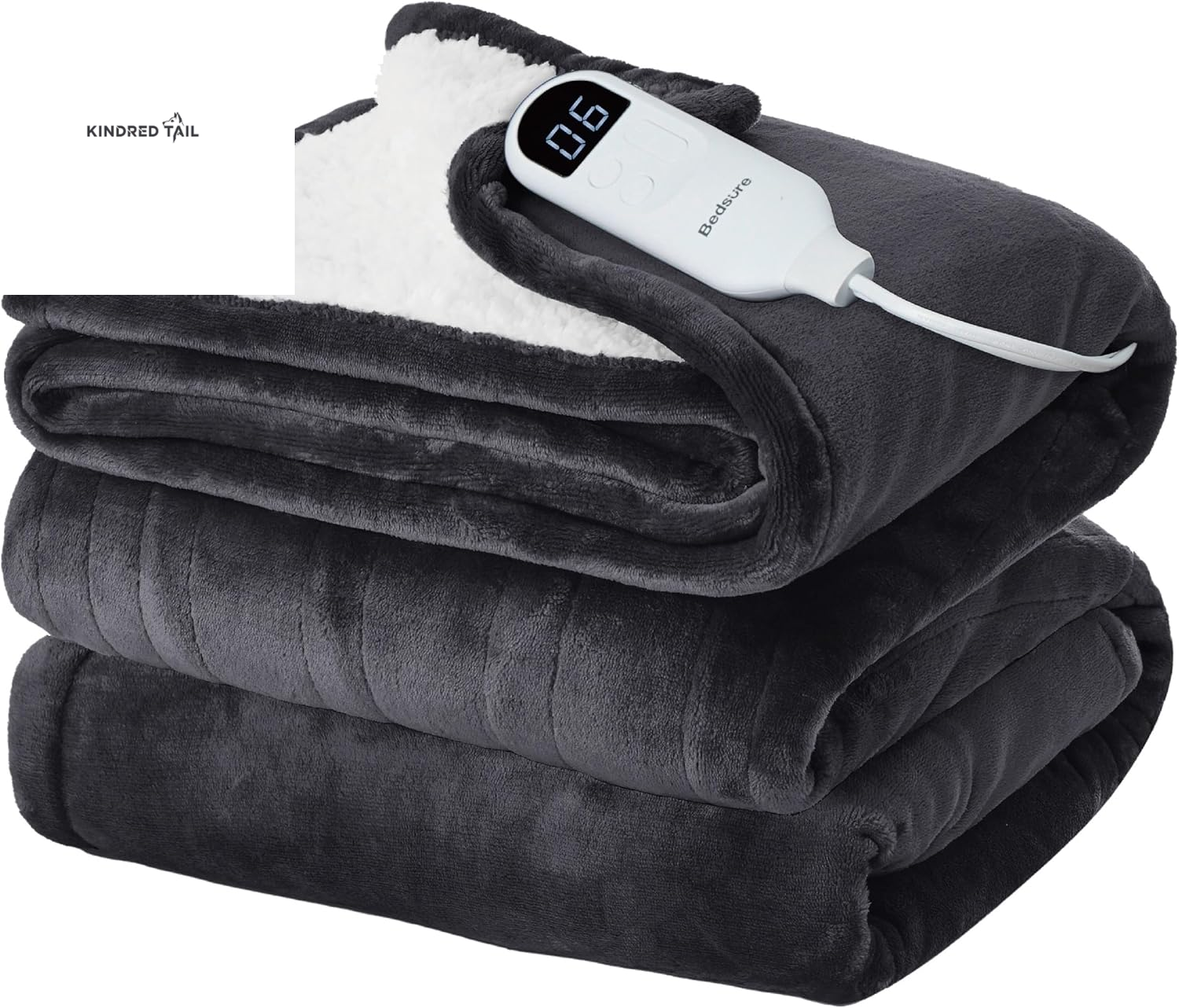 Heated Blanket Throw Blanket - Fast Heating Electric Blanket, Soft Flannel Heated Throw with 4 Time Settings, 6 Heating Settings, Warm Gifts for Grandma & Grandpa & Seniors (50"X60", Grey) - A