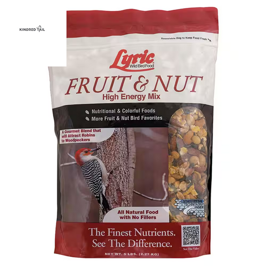 5 Lb. Fruit & Nut High Energy Wild Bird Food – Premium Bird Seed Mix for Backyard Birds, Attracts Cardinals, Blue Jays, Chickadees & More