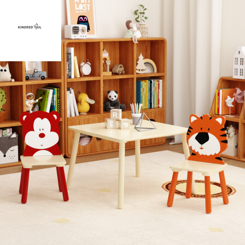 Solid Wood Kids Table and Chair Set with 2 Chairs – Durable Children’s Activity Table for Toddlers, Playroom, Drawing, Dining & Learning Furniture