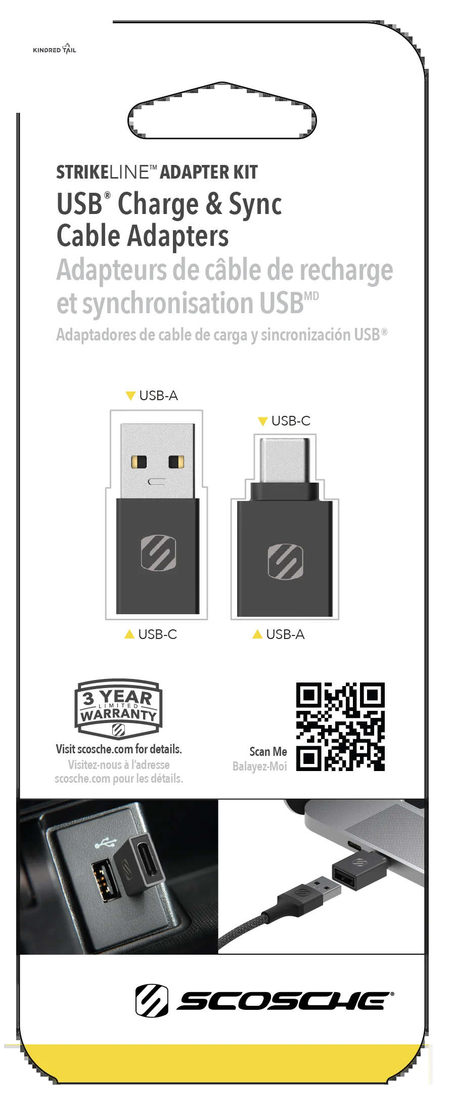 USB to Type C Converter - Strikeline Adapter Kit USB-C to USB-A & Type-C Converter 2-Pk CAAKIT-RP Black