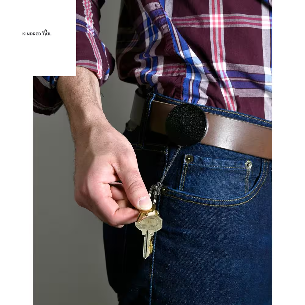 Retractable Key Chain with 24-Inch Pull Chain, Heavy-Duty Belt Clip Key Ring Holder, Silver Finish, Split Ring Design